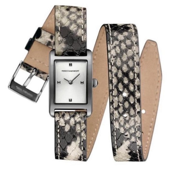 Rebecca Minkoff Embossed Snakeskin Leather Watch - Picture 1 of 5